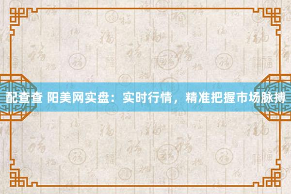配查查 阳美网实盘：实时行情，精准把握市场脉搏