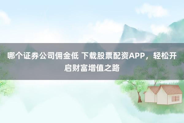 哪个证券公司佣金低 下载股票配资APP，轻松开启财富增值之路