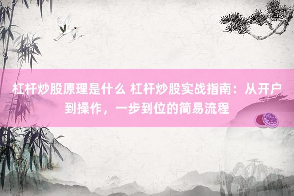 杠杆炒股原理是什么 杠杆炒股实战指南：从开户到操作，一步到位的简易流程